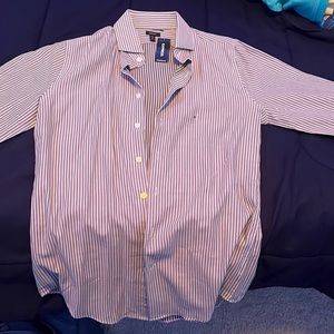Express Grey and White Striped Extra Slim Buttondown (Size: Men’s S)